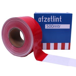 Afzetlint rood/wit 75 mm x 500 m rol en doosje